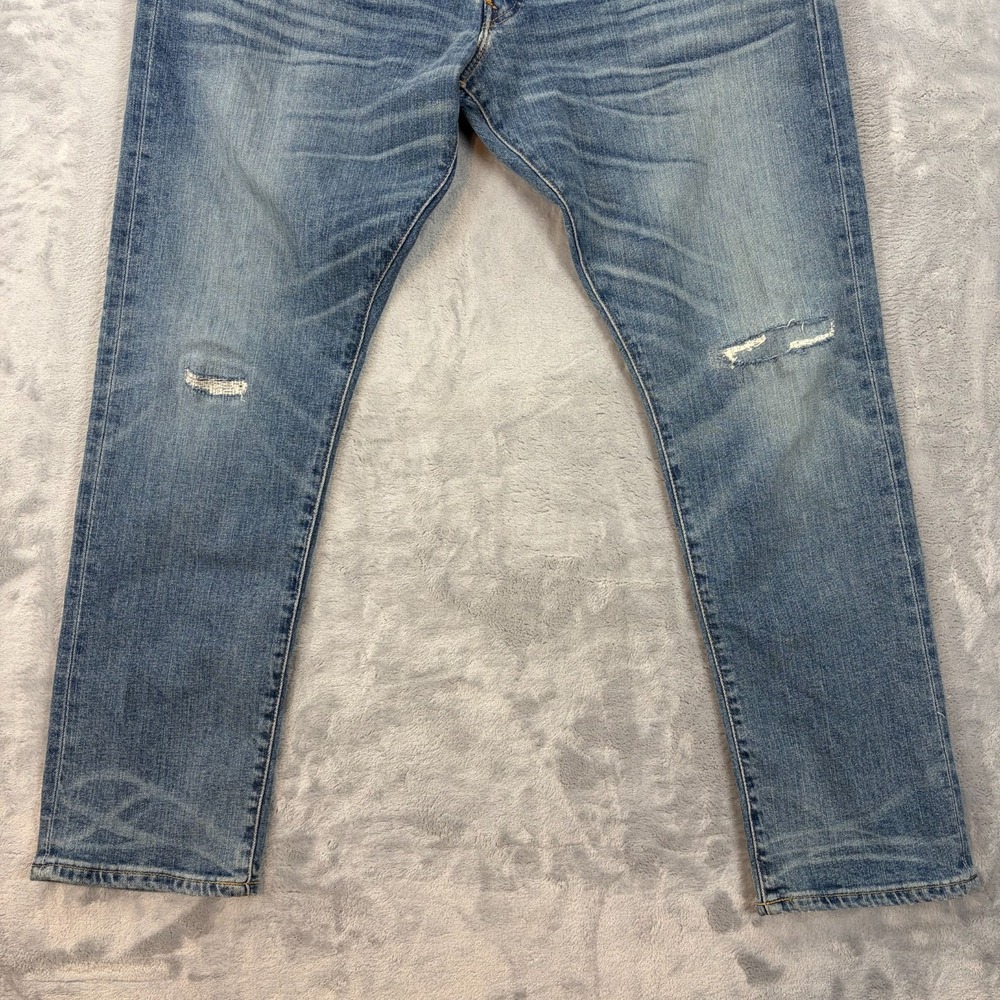 Polo Ralph Lauren Jeans Size 36x30 The Sullivan Slim Patchwork Distressed Light - Picture 2 of 13